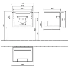 Villeroy & Boch Waschtischunterschrank 1 Auszug 58,7 x 42,0 x 45,4 cm Truffle Grey