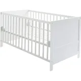 roba Kombi Kinderbett 70 x 140 - Gitterbett 3-fach höhenverstellbar - 3 Schlupfsprossen - Babybett umbaubar zum Juniorbett - Holz weiß