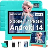 WiFi 6, Octa-Core, Widevine L1, Kindersicherung, 6000 mAh, BT 5.0, GMS es Kinder Tablet mit Eva Hülle - Grün