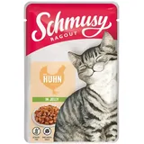 Schmusy Ragout mit Huhn in Jelly 100g Frischebeutel Katzennassfutter 22 x 100 Gramm