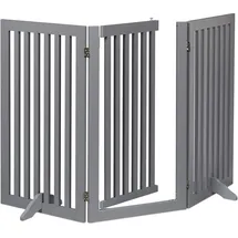 Relaxdays Absperrgitter, HxB: 92 cm faltbar, mit Tür & Füßen, freistehendes Hunde Schutzgitter, Türgitter, Grau