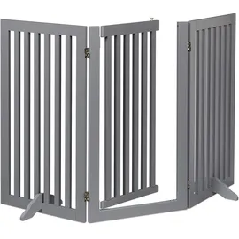 Relaxdays Absperrgitter, HxB: 92 cm faltbar, mit Tür & Füßen, freistehendes Hunde Schutzgitter, Türgitter, Grau