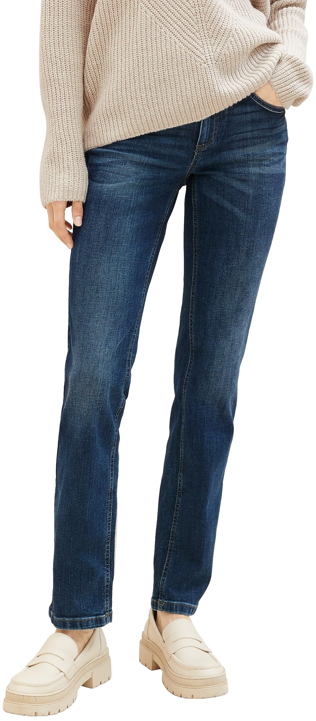 TOM TAILOR Damen 1008119 Alexa Straight Jeans, 10281 - Mid Stone Wash Denim, 27W / 34L EU