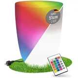 8 seasons Design LED Pflanzkübel mit Farbwechsel, 39 x 51 cm, Shining Curvy Pot M (weiß) E27, RGB, dimmbar, Fernbedienung – wetterfest – beleuchteter Blumentopf für außen (Garten, Terrasse) und innen