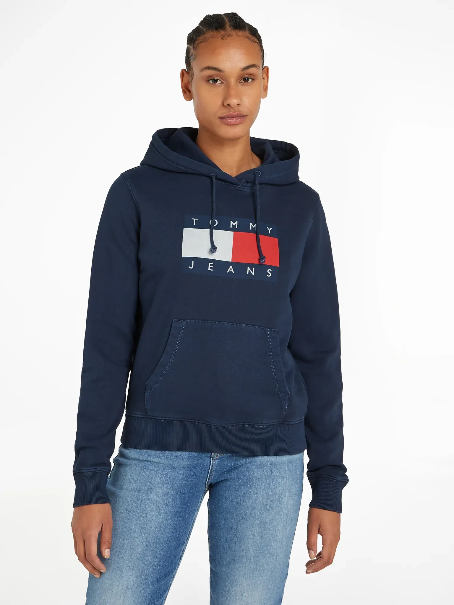 Tommy Jeans Kapuzensweatshirt »TJW REG TOMMY FLAG HOODIE EXT«, mit Kapuze, Tommy Jeans Logo-Flag TOMMY JEANS Dark Night Navy M (38)