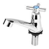 Becken Wasserhahn Einhand Wasserdüse Kaltwasser Wasserhahn, moderne Single Wasserhahn Waschbecken Zubehör Chrom Finish Wasserhahn für zu Hause Badezimmer Waschbecken Küchenbecken(Kreuzgriff)