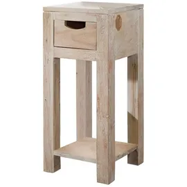 Massivmoebel24 Beistelltisch Weiß Akazie 29 x 29 x 65 cm