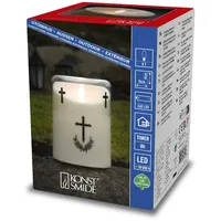 Konstsmide LED Gedenklicht/Grablicht, mit 8h Timer, 1 flackernde warm weiße Diode, batteriebetrieben, Außen (IP44), Batterie: 2x D 1.5V (exkl.) - 1869-170