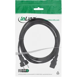 InLine Netzkabel, Schutzkontakt gerade auf Kaltgerätestecker C13, 0,5m, schwarz