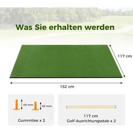 lifezeal Golf Abschlagmatte inklusive Gummi Tee, Zusammenrollbar, 6 Abschlagpositionen & 2 Ausrichtungsstäbe, Golfmatte mit Tees, Löchern und 2 Ausrichtungsstöcken, faltbare und Outd...