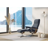 Stressless Stressless® Relaxsessel »View«, (Set, Relaxsessel mit Hocker), mit Hocker, mit Cross Base, Größe S, M & L, Holzakzent Eiche, blau