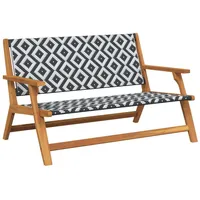 VidaXL Gartenbank Schwarz und Weiß 122x76x73,5 cm Massivholz Akazie