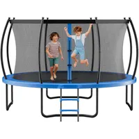 VEVOR Outdoor Trampolin Bodentrampolin 305 x 305 cm mit Sicherheitsnetz & verdickter Polsterung, ASTM-geprüft, Hochleistungstrampolin, max. 150 kg belastbares Gartentrampolin für Kinder