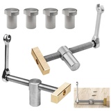 2 Stück Holzbearbeitung Bankhaken 20mm, Tisch Werkbank Klemme, Niederhalter Werkbank Klemme,Edelstahl Tisch Hobel Stop Bank Hunde Klemme,Niederhalter Klemme 20mm für Hobelbank(Silber)