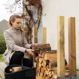 Relaxdays Holzstapelhilfe 2er Set Metall 0,18 m x 0,36 m Silber