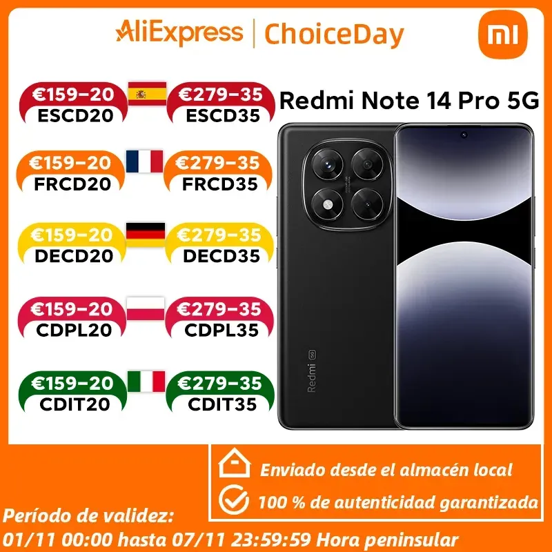 Globale Version Xiaomi Redmi Note 14 Pro 5G Smartphone MediaTek Dimensity 7300-Ultra 200 MP AI-Kamera NFC 6,67