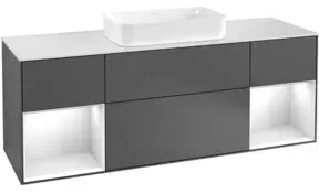 V&B Waschtischunterschrank Wandbeleuchtung Finion 160cm, Pl w m, Rg gol m Lac, si Gr m Lac