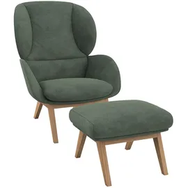 flexlux Ohrensessel "Adria", grün (dusty grün), B:78cm H:100cm T:96cm, 85% Polyester/15%Polyamide, Sessel, Ohrensessel, Stil & Komfort, organische Form, Fuß Eiche