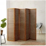 Homestyle4u 383, Paravent Raumteiler 3 4 5 teilig Holz Bambus Trennwand Sichtschutz Braun