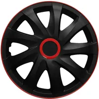 RADKAPPEN-KÖNIG 1STÜCK EINZELN 14 Zoll 14" RKK04 Race Schwarz-Rot Radkappe Radzierblende