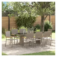 vidaXL Garten Essgruppe 9-tlg. Grau