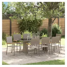 vidaXL Garten Essgruppe 9-tlg. Grau