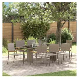 vidaXL Garten Essgruppe 9-tlg. Grau