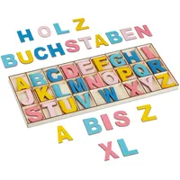 Relaxdays Holzbuchstaben Set, 104-teilig, Großbuchstaben A-Z, 5 cm hoch,