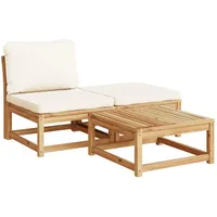 vidaXL 3-tlg. Garten-Lounge-Set mit Kissen Massivholz Akazie