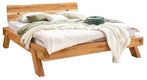 G+K Massivholzbett BE-0850 160 x 200 cm Holz Braun Wildeiche