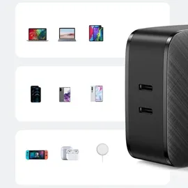 UGREEN 2xUSB-C 66W Power Delivery 3.0 Quick Charge 4.0+ Schwarz