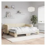vidaXL Tagesbett Ausziehbar mit Matratzen Creme 90x200 cm Stoff