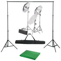 Fotostudio-Set mit Lampen und Hintergrundsystem