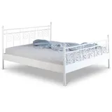 BedBox Metallbett "Sara" mit einem aufwendig gestaltetem Kopfteil und Fußteil, stabil und langlebig weiß 140 cm x 200 cm