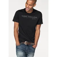 Tom Tailor Rundhalsshirt, mit Logoprint, schwarz,