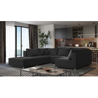Fun Möbel Wohnlandschaft Sofa ANDRO, Schlaffunktion, und Hocker, Stoff Lincoln schwarz
