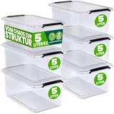 DEUBA Deuba® Aufbewahrungsbox mit Deckel 5L Box Kunststoff Kisten lebensmittelecht BPA frei klein Klickverschluss transparent stapelbar Küche