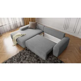 s-style möbel ECKSOFA Lopez Hellgrau Samt-Stoff