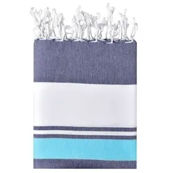 Strandtuch JN1903, navy-blau/türkis/weiß