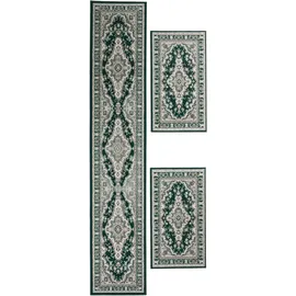 OTTO home Bettumrandung OTTO HOME "Oriental, Made in Belgium", grün (dunkelgrün), H:7mm, Obermaterial: 100% Polypropylen, Bettumrandungen, Läufer-Set, Kurzflor, Orient-Optik, mit Bordüre, pflegeleicht, elegant