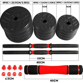 CCLIFE Hantelset 2er Kurzhanteln verstellbar 20 kg schwarz