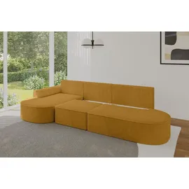 altdecor Eckcouch Cord 5-Sitzer Senfgelb