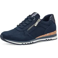 Marco Tozzi Damen Sneaker flach Vegan Freizeit, Blau (Navy Comb), 39