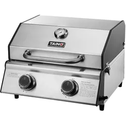 TAINO PLATINUM COMPACT Tischgrill 2 Brenner Gasgrill Edelstahl Kompakt Camping BBQ