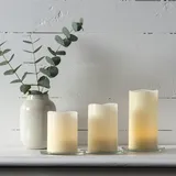 MARELIDA LED Kerzenset Wave Echtwachs flackernd Timer Fernbedienung creme 3er Set