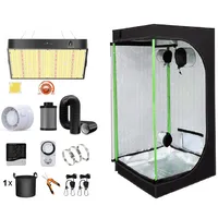 JUNG Growbox Komplettset Anbau Set mit LED Vollspektrum Grow Lampe Dimmbar, 40x40x120 cm, mit Ventilator, Abluft Aktivkohlefilter, Growzelt Anzucht Gewächshaus, Grow Tent Complete Set