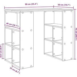 vidaXL Schreibtisch Schwarz Eichen-Optik 90 x 50 x 75 cm Holzwerkstoff