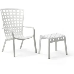 Nardi - Folio verstellbarer Outdoor-Sessel + Poggio Hocker, bianco