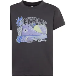 T-Shirt CONVERSE "CNVG SS CHUCK AND FRUIT T SHIR", Kinder, Gr. 158 (XL), grau (schwarz matter), Obermaterial: 100% Baumwolle, Shirts, für Kinder
