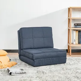Homcom Schlafsessel Bodensofa Polyester 61 x 73 x 58 cm Blau mit Schlaffunktion